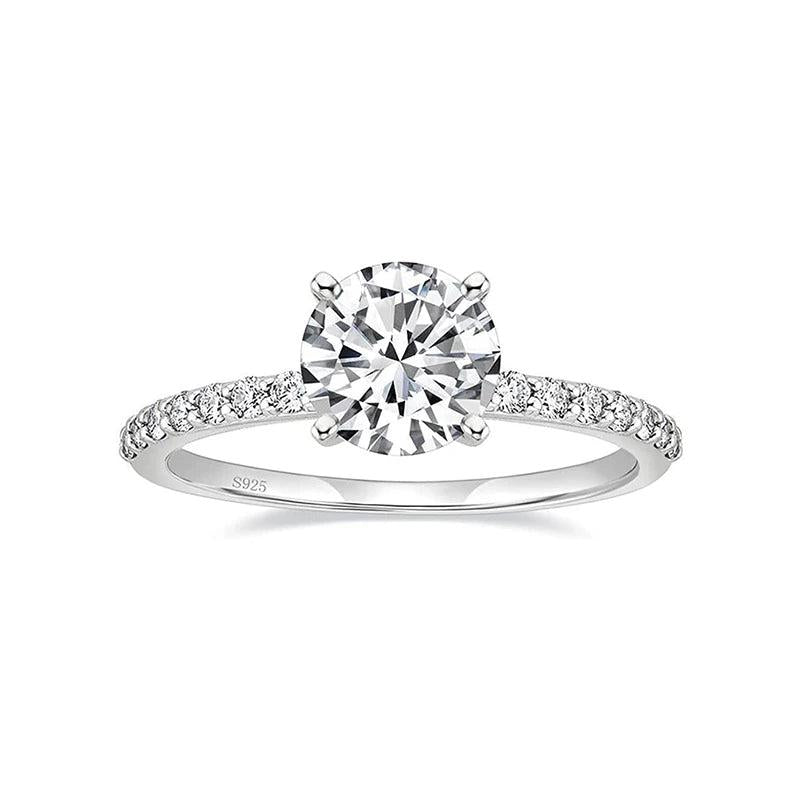925 Silver Sparkling CZ Zircon Rings for Women Wedding