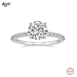 925 Silver Sparkling CZ Zircon Rings for Women Wedding