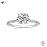 925 Silver Sparkling CZ Zircon Rings for Women Wedding