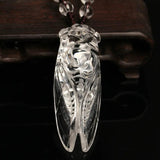 Hand-carved Cicada Jade Pendant Chalcedony Necklace