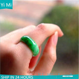 Burmese Jade Boutique Green Ring for Men and Women