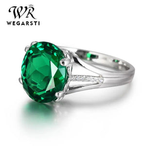 Emerald Zircon Silver Ring for Women - Fine Jewelry