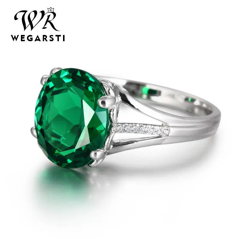 Emerald Zircon Silver Ring for Women - Fine Jewelry