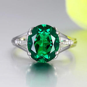Emerald Zircon Silver Ring for Women - Fine Jewelry