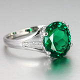 Emerald Zircon Silver Ring for Women - Fine Jewelry