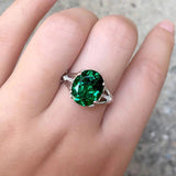 Emerald Zircon Silver Ring for Women - Fine Jewelry