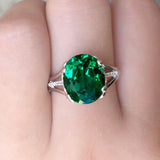 Emerald Zircon Silver Ring for Women - Fine Jewelry