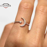 Zircon Star Moon 925 Silver Wedding Rings Men Women Jewelry Anillos