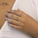 Zircon Star Moon 925 Silver Wedding Rings Men Women Jewelry Anillos