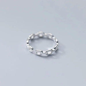 925 Silver Punk Rock Chain Goth Adjustable Finger Couple Ring Women Party