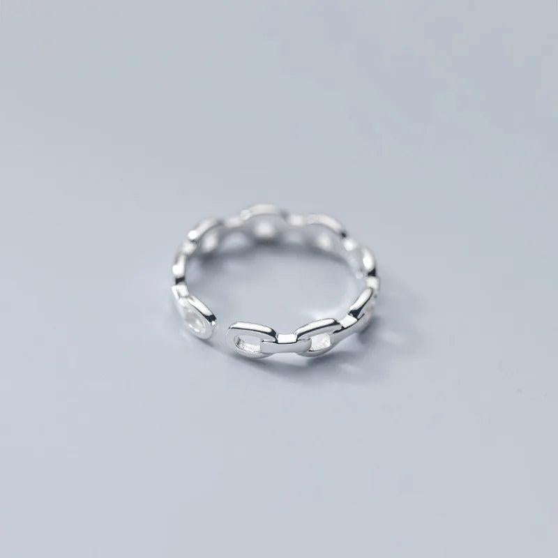 925 Silver Punk Rock Chain Goth Adjustable Finger Couple Ring Women Party