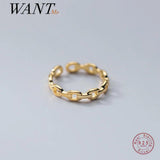 925 Silver Punk Rock Chain Goth Adjustable Finger Couple Ring Women Party