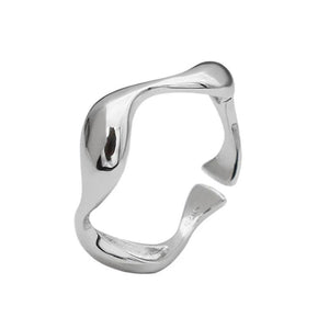 Trustdavis 925 Sterling Silver Waves Opening Ring Wedding Jewelry