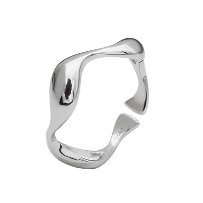 Trustdavis 925 Sterling Silver Waves Opening Ring Wedding Jewelry