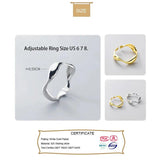 Trustdavis 925 Sterling Silver Waves Opening Ring Wedding Jewelry