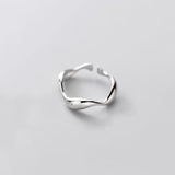 Trustdavis 925 Sterling Silver Waves Opening Ring Wedding Jewelry