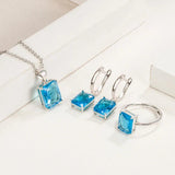 925 Silver Rectangle Zircon Jewelry Set for Women