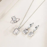925 Silver Rectangle Zircon Jewelry Set for Women