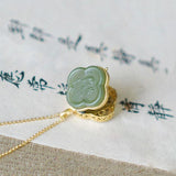 Hetian Green Chalcedony Flower Pendant Necklace for Women