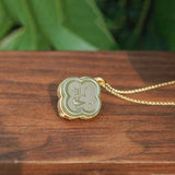Hetian Green Chalcedony Flower Pendant Necklace for Women