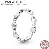 925 Sterling Silver Flower Shell Couple Ring Wedding Gift