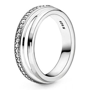 Triple Band Pave Ring Crystal 925 Sterling Silver Wedding Gift