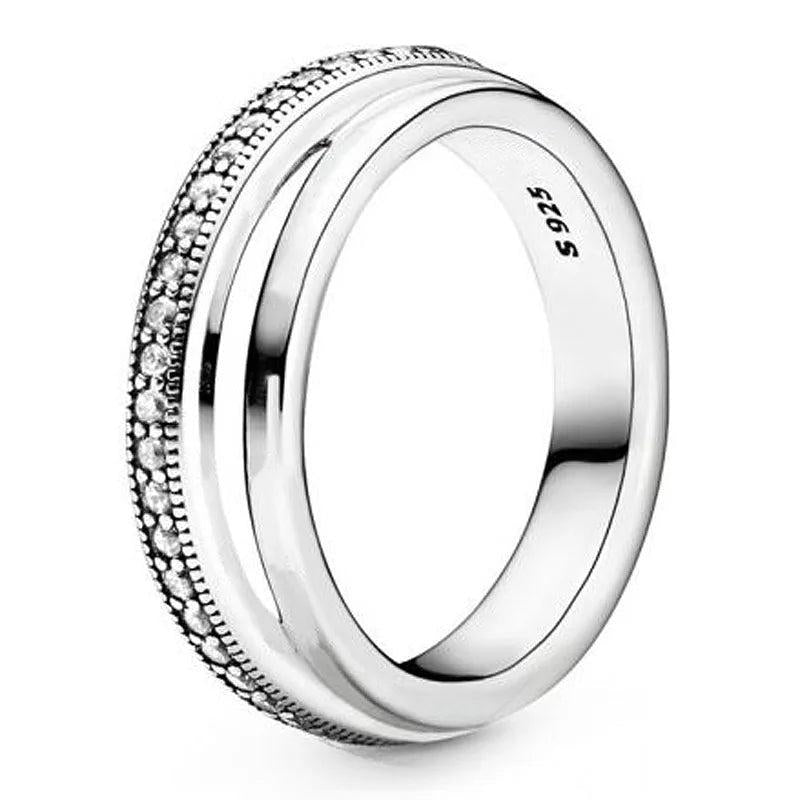 Triple Band Pave Ring Crystal 925 Sterling Silver Wedding Gift
