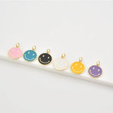 925 Silver Smile Charm Smiley Face Pendant Enamel Happy Face Necklace