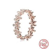 925 Sterling Silver Flower Lucky Rings for Women Jewelry