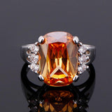 Oval Champagne Zircon Ring S925 Sterling Silver Women's Jewelry