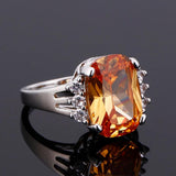 Oval Champagne Zircon Ring S925 Sterling Silver Women's Jewelry