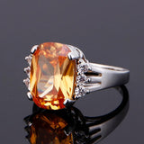 Oval Champagne Zircon Ring S925 Sterling Silver Women's Jewelry