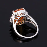 Oval Champagne Zircon Ring S925 Sterling Silver Women's Jewelry