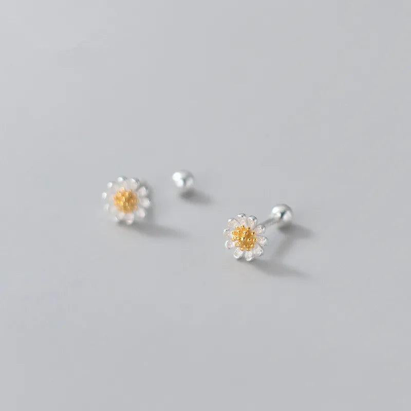 Sterling Silver Daisy Spiral Stud Earrings Anniversary Gift