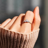 S925 Sterling Silver Clear CZ Olive Leaves Rings Women Engagement Wedding