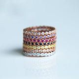 925 Sterling Silver CZ Stack Rings, Size 5-9, Various Colors