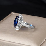 925 Silver Ring with Oval Sapphire Paraiba Gemstones for Wedding Party