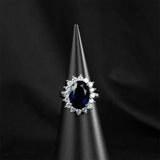 925 Silver Ring with Oval Sapphire Paraiba Gemstones for Wedding Party