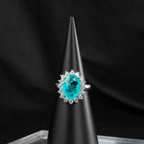 925 Silver Ring with Oval Sapphire Paraiba Gemstones for Wedding Party