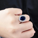 925 Silver Ring with Oval Sapphire Paraiba Gemstones for Wedding Party
