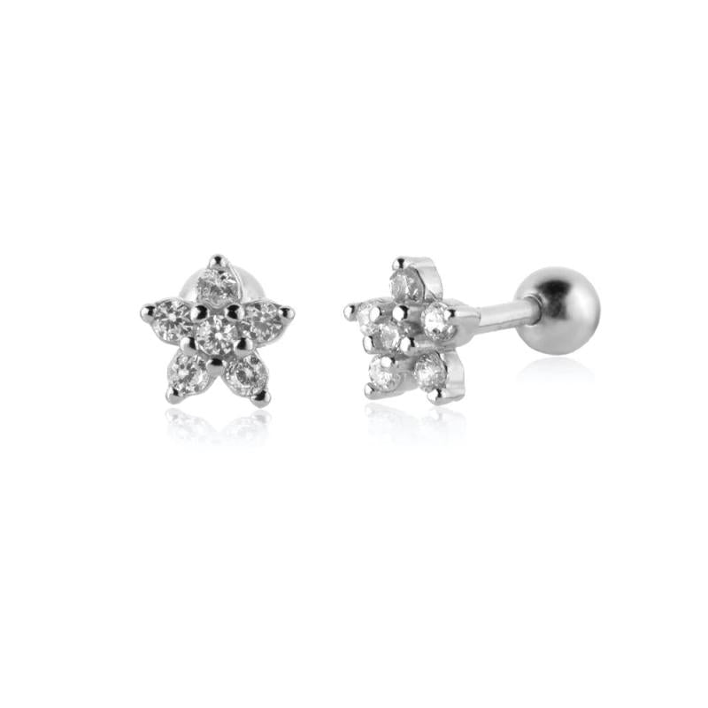 925 Silver Star Stud Earring Green 10 Piercing Pendientes Wedding Jewelry