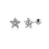 925 Silver Star Stud Earring Green 10 Piercing Pendientes Wedding Jewelry