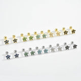925 Silver Star Stud Earring Green 10 Piercing Pendientes Wedding Jewelry
