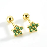 925 Silver Star Stud Earring Green 10 Piercing Pendientes Wedding Jewelry
