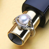 Freshwater Pearl Zircon Party Silver Adjustable Rings Women