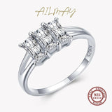 925 Silver Rectangle Ring with CZ Sparkling Stones