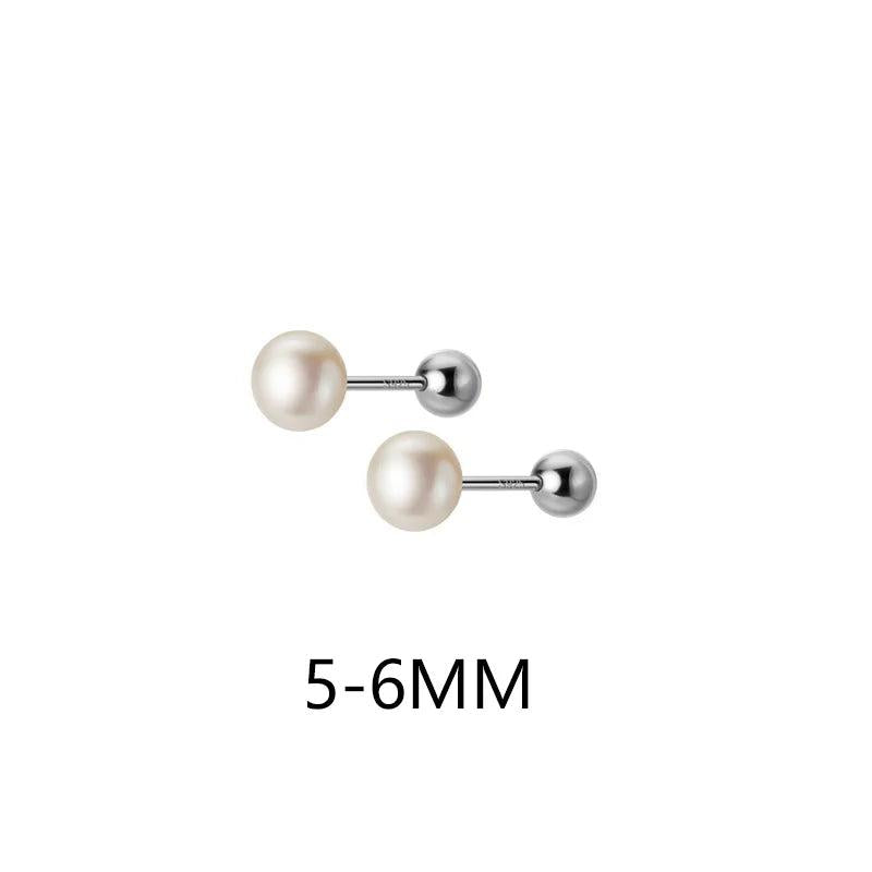 Natural Pearl Spiral Bead Stud Earrings