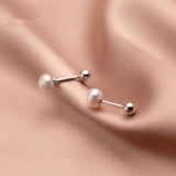 Natural Pearl Spiral Bead Stud Earrings