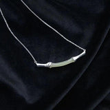 Natural Hetian Jade Bamboo S925 Sterling Silver Pendant Necklace