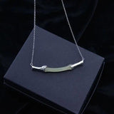 Natural Hetian Jade Bamboo S925 Sterling Silver Pendant Necklace